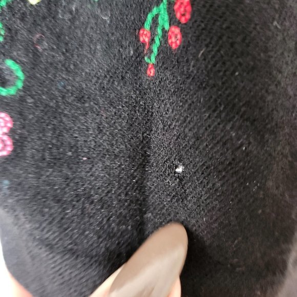 Vintage 90s Pendleton Black Floral Embroidered Midi Skirt Wool Cottage Size 14 - Picture 6 of 11